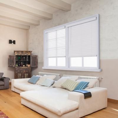 Wide Width Cut-To-Width 2" Distressed FW Blind by Whole Space Industries in White (Size 65" W 72" L)