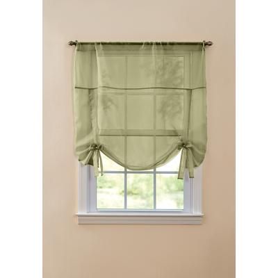 Wide Width BH Studio Sheer Voile Tie-Up Shade by BH Studio in Sage (Size 32" W 63" L) Window Curtain