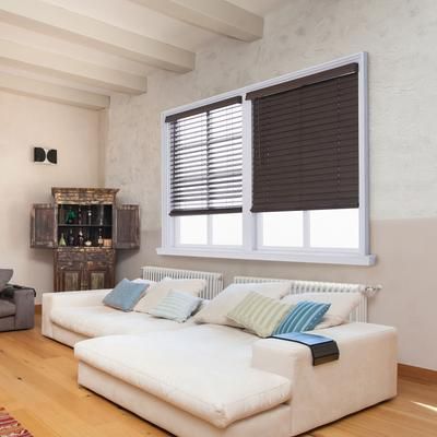Wide Width Cut-To-Width 2" Distressed FW Blind by Whole Space Industries in Brown (Size 65" W 72" L)