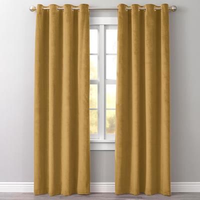 Wide Width BH Studio Velvet Grommet Panel by BH Studio in Gold (Size 50" W 63" L) Window Curtain
