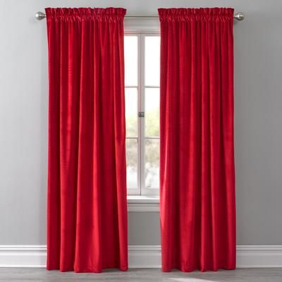 Wide Width BH Studio Velvet Rod-Pocket Panel by BH Studio in Santa Red (Size 50" W 63" L) Window Curtain