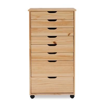 Croghan Eight Drawer Rolling Storage Cart by Linon Home Décor in Natural