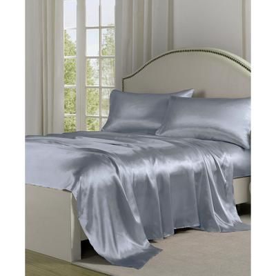 Belles & Whistles Black Satin Sheet Set by Levinsohn Textiles in Open White (Size KING)