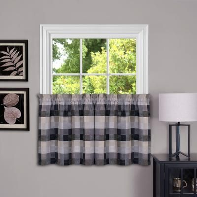 Wide Width Harvard Window Curtain Tier Pair by Achim Home Décor in Black (Size 57" W 36" L)