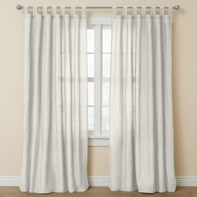 Wide Width Poly Cotton Canvas Tab-Top Panel by BrylaneHome in Eggshell (Size 48" W 45" L) Window Curtain