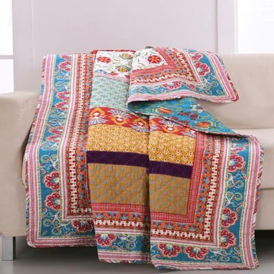 Thalia Quilted Throw Blanket by Greenland Home Fashions in Multi (Size 50" X 60")