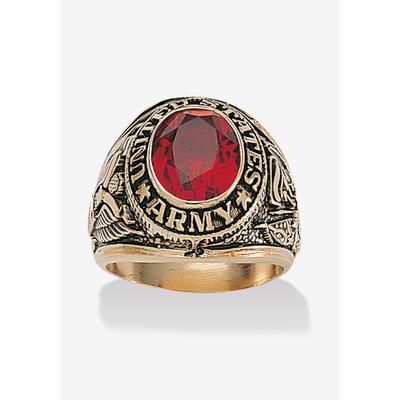 Men's Big & Tall Gold-Plated Ruby United States Army Ring by PalmBeach Jewelry in Ruby (Size 9)