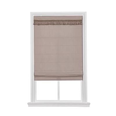 Wide Width Cordless Tassel Trim Valance Flat Roman Shade by Whole Space Industries in Khaki (Size 27" W 64" L)