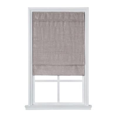 Wide Width Cordless Velveteen Flat Roman Shade by Whole Space Industries in Light Gray (Size 27" W 64" L)