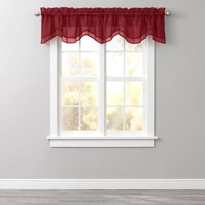 BH Studio Sheer Voile Layered Valance by BH Studio in Burgundy Window Curtain