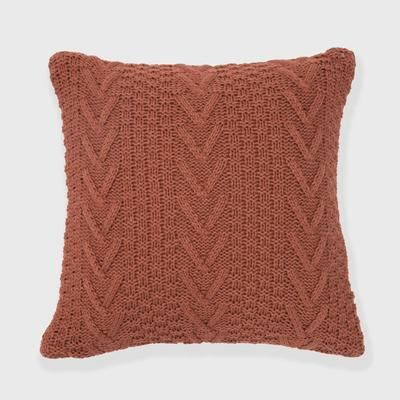 Chunkey Sweater Knit Pillow by Evergrace Home in Copper Brown (Size 20" X 20")