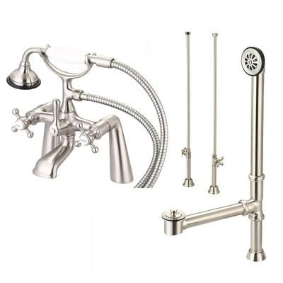 Randolph Morris Mason Hill Collection Clawfoot Tub Rim Mount English Telephone Faucet with Handshower Complete Set RMHSET4-BN