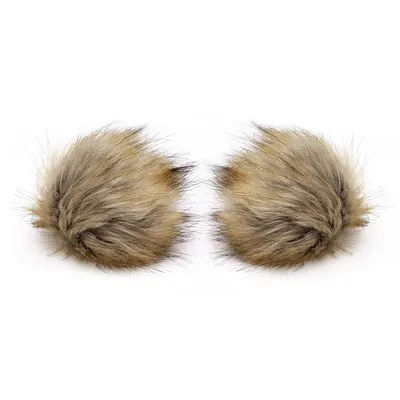 buttinette Pompons en imitation fourrure, beige, 12 cm Ø