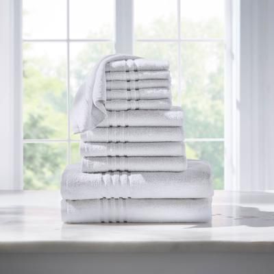 12-Pc. Zero-Twist Bath Towel Set by BrylaneHome in White