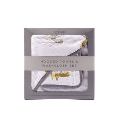 Flying Elephant Cotton Hooded Towel and Washcloth Set - Newcastle Classics 432