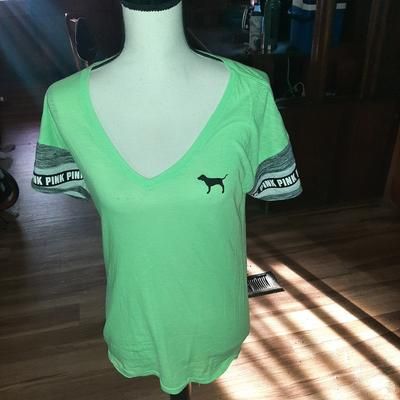 Pink Victoria's Secret Tops | 5/2021 Vs Pink Tee | Color: Green | Size: Xs