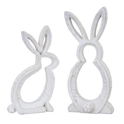 "Bunny Outline (Set of 2) 5"L x 9"H, 4.75"L x 10.75"H Resin - Melrose International 82240DS"