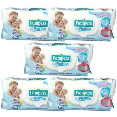 Pampers Pharma Salviettine Pelli più Sensibili Set da 5 Pacchi 5x63 pz