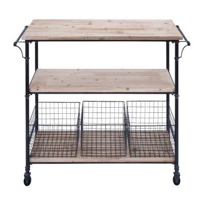 Brown Industrial Metal Storage Cart, 32 x 48 by Quinn Living in Grey