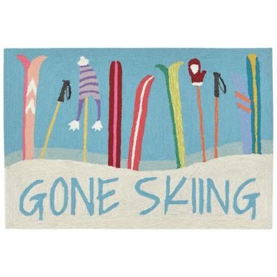 "Liora Manne Frontporch Gone Skiing Indoor/Outdoor Rug Blue 30"x48" - Trans Ocean FTP34184503"