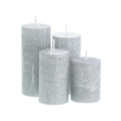 Bougies rustiques, argenté métallisé, 4 hauteurs différentes, 4 pièces