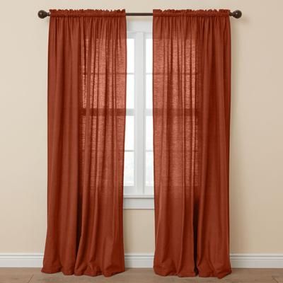 Wide Width Poly Cotton Canvas Rod-Pocket Panel by BrylaneHome in Terracotta (Size 48" W 96" L) Window Curtain Drape