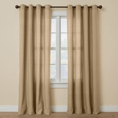 Wide Width Poly Cotton Canvas Grommet Panel by BrylaneHome in Sand (Size 48" W 45" L) Window Curtain Drape