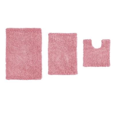Fantasia 3 Piece Set Bath Rug Collection by Home Weavers Inc in Pink