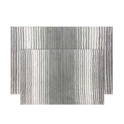 Gradiation 2 Piece Set Bath Rug Collection by Home Weavers Inc in Grey