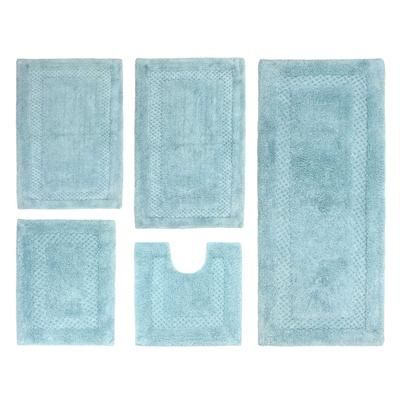 Classy Bathmat 5 Piece Bath Rug Collection by Home Weavers Inc in Aqua