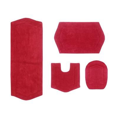 Waterford 4-Pc. Set Bath Rug Collection With Lid Cover by Home Weavers Inc in Red