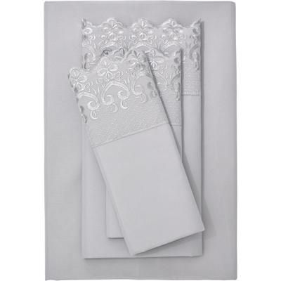 Hotel Embroidery Sheet Set by BrylaneHome in Grey (Size KING)