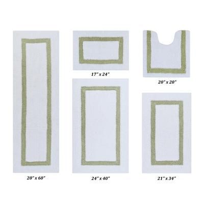 Hotel Collections Bath Mat Rug 5 Piece Set (17" X 24" | 20" X 20" | 21" X 34" | 24" X 40" | 20" X 60 by Better Trends in White Sage