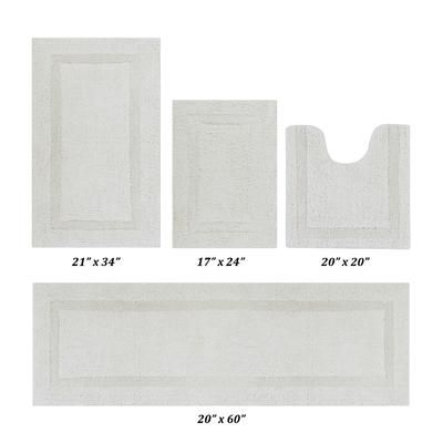 Lux Collectionis Bath Mat Rug 4 piece Set (17" x 24" | 20" x 20" | 21" x 34" | 20" x 60") by Better Trends in Ivory