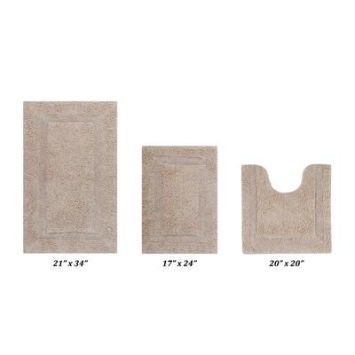 Lux Collectionis Bath Mat Rug 3 Piece Set (17" x 24" | 21" x 34" | 24" x 40") by Better Trends in Sand
