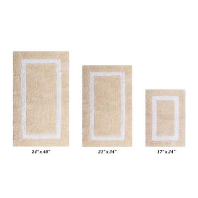 Hotel Collectionis Bath Mat Rug 3 Piece Set (17" x 24" | 21" x 34" | 24" x 40") by Better Trends in Sand White