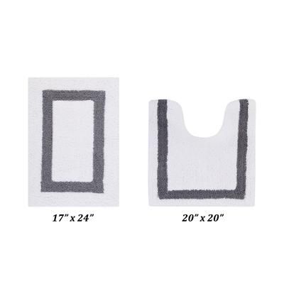 Hotel Collectionis Bath Mat Rug 2 Piece Set (17" x 24" | 20" x 20") by Better Trends in White Gray