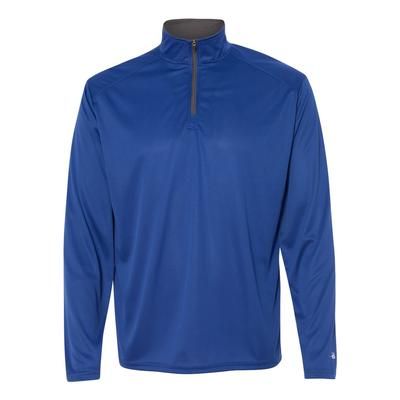 Badger Sport 4102 Men's Lightweight Long-Sleeve Quarter-Zip Performance Pullover T-Shirt size Large | Polyester BG4102