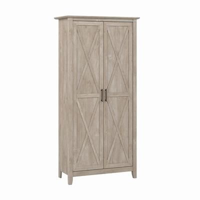 Bush Furniture Key West Bathroom Storage Cabinet with Doors in Washed Gray - KWS266WG-Z1