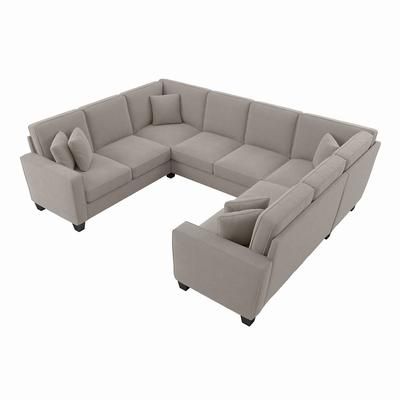 Bush Furniture Stockton 112W U Shaped Sectional Couch in Beige Herringbone - SNY112SBGH-03K