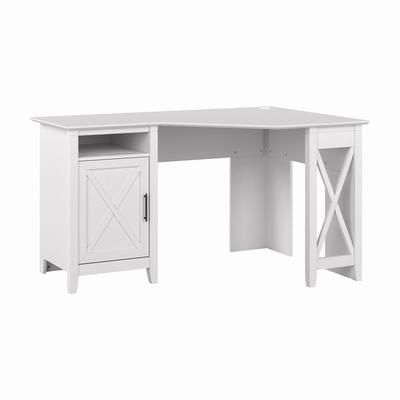 Bush Furniture Key West 54W Corner Computer Desk with Storage in Pure White Oak - KWD254WT-03