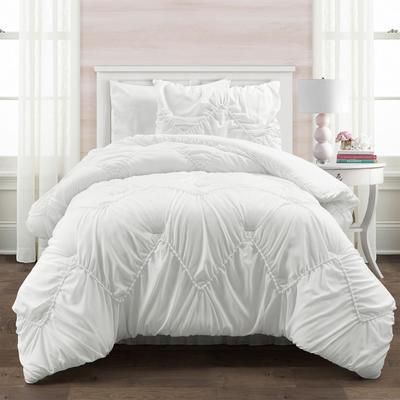 Ruched Chevron Comforter White 2Pc Set Twin/Twin-XL - Lush Decor 16T005904