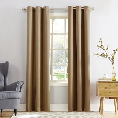 Wide Width Sun Zero Blackout Greenwich Grommet Panel by BrylaneHome in Taupe (Size 40" W 63" L)