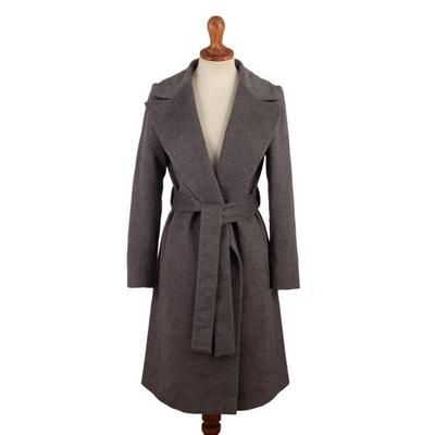 Classically Chic,'Grey Baby Alpaca Blend Long Wrap Coat'
