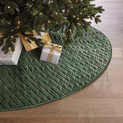 Marquette Velvet Tree Skirt - Champagne - Frontgate - Christmas Decorations
