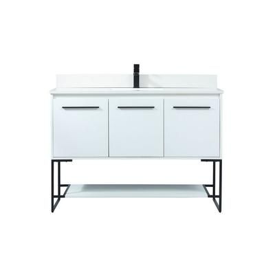 48 inch single bathroom vanity in white with backsplash - Elegant Lighting VF42548MWH-BS