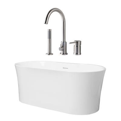 Randolph Morris Una 59 Inch Acrylic Double Ended Freestanding Tub and Faucet Package RMD55-BNF