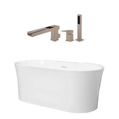 Randolph Morris Una 59 Inch Acrylic Double Ended Freestanding Tub Package RMD55-BNF5