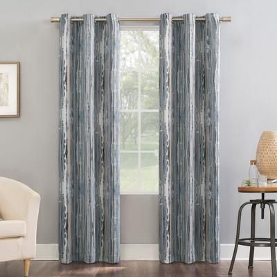 Wide Width Sun Zero™ Blackout Allegory Grommet Panel by BrylaneHome in Blue (Size 40" W 95" L)