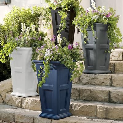 Devon Easy-Care Tall Planter - Red - Grandin Road